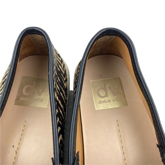 Dv dolce Vita Women's Black Brown Faux Fur Animal Print Sneakers Slip On US 6 - Picture 8 of 11